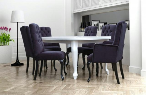6x Chesterfield armchairs upholstered fabric seat cushion designer dining chairs