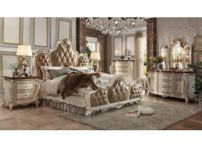 Classic bed double bed design bed 2x bedside tables wood beds new