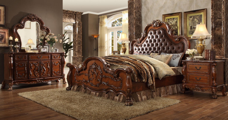 Bed 2x Bedside Tables 3-piece Set Furniture Baroque Rococo Bedroom Set