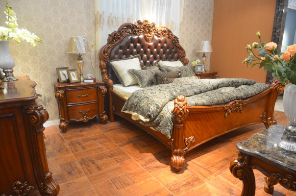 Bed Cushion Design Luxury Double Hotel Beds Sleep Room Decoration Leather