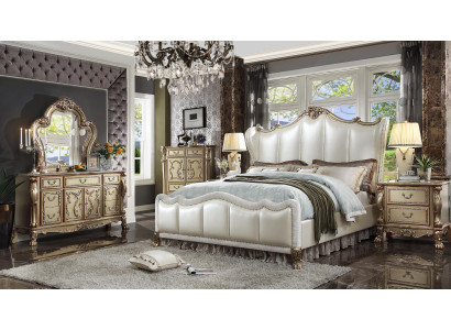 Design luxury bedroom set decor bed 2x nightstands dresser ensemble