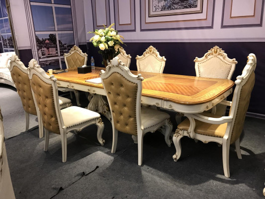 Baroque Rococo style furniture dining table tables dining room set carved