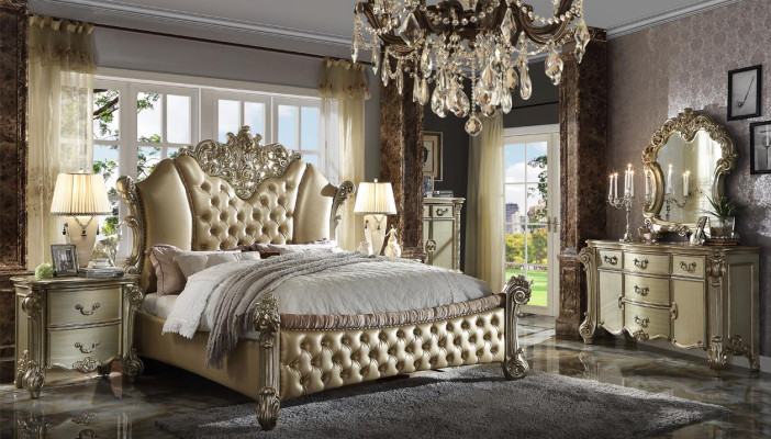 5-piece furniture set bed + 2x nightstand + dresser + mirror bedroom