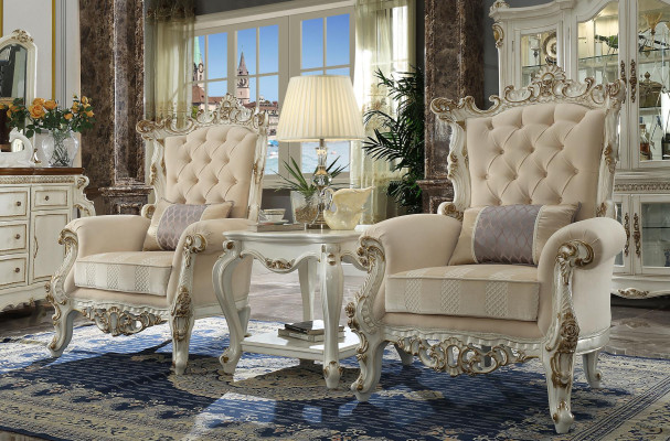 Throne Armchair Royal Upholstered 1 Seater Antique Style Chairs Beige Wood Baroque