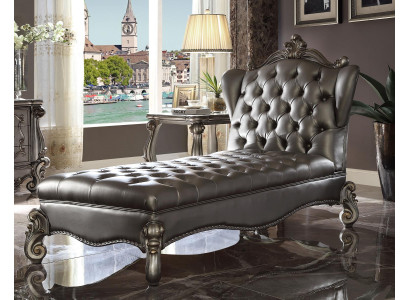 Chesterfield chaise longues chaise lounge leather sofa relax silver baroque