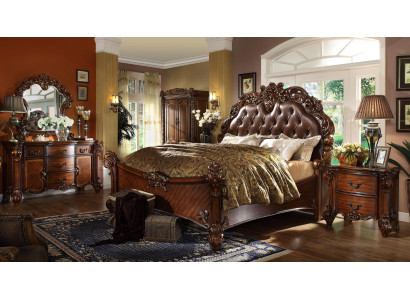 Classic bedroom set: bed, nightstand, dresser, mirror dresser.