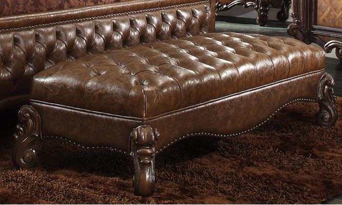 Chaise lounge antique style sofa couch reclining chaise leather baroque rococo new