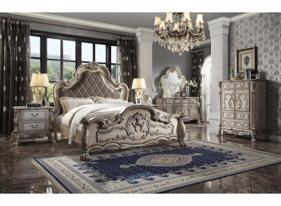 Complete set bedroom royal baroque bed dressing table bedside table 6 pieces.