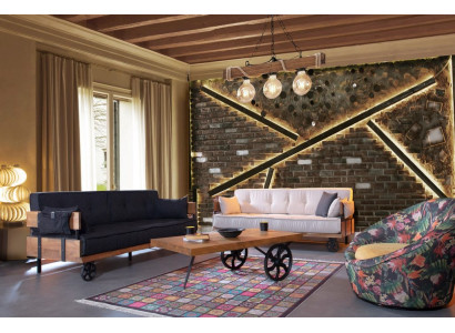 Luxury Sofa Couch Upholstery Furniture 3+3 Seat Set with Coffee Table Loft