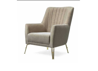 Design Seating Luxury Beige Armchair Relax Wood with Stainless Steel Armchair New