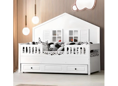 Children's bed wooden bed multifunction bed Extendable white wood bed 90 x 200