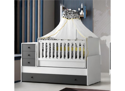 Modern children's bed wooden bed functional bed extendable bed 200 wood white