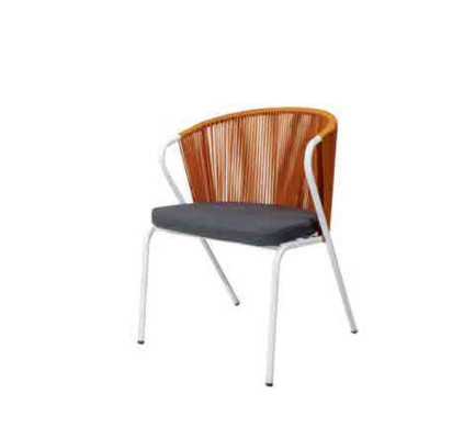 Chair with soft stainless steel leg and round gray backrest