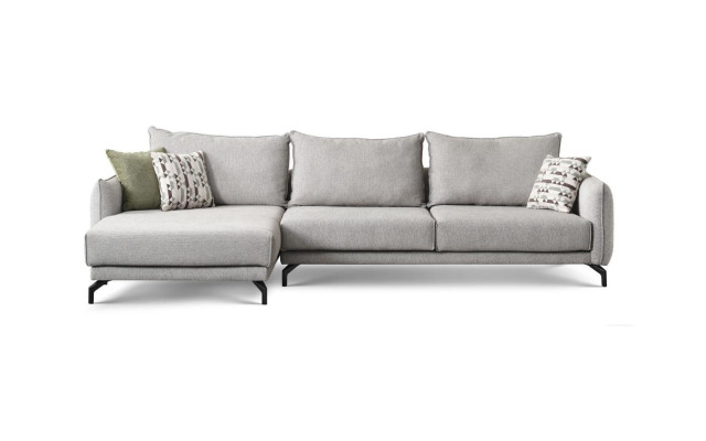 Corner-shaped sectional couch, large sofa, gray modern upholstered sofa