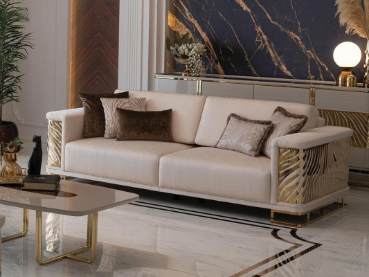 Chic Sofa 4-seater New Modern Design Beige Color with Cushions