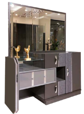 Luxury Gray Complete Bedroom Double Bed 2x Nightstands Wardrobe