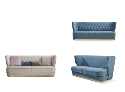 Design Luxury Couch 4-Seater Upholstered Sofa - Italian Style Living Room Furniture