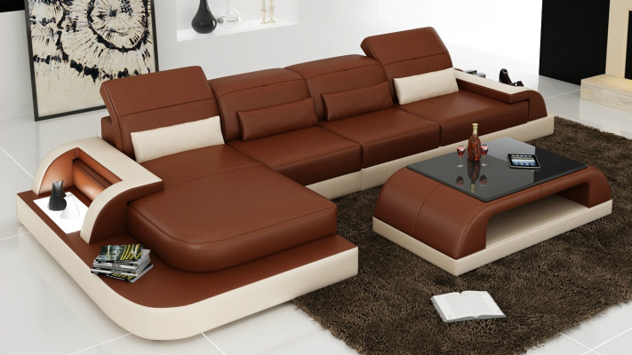 Couch set upholstery big XXL sofas couches sofa living landscape corner sofa + table