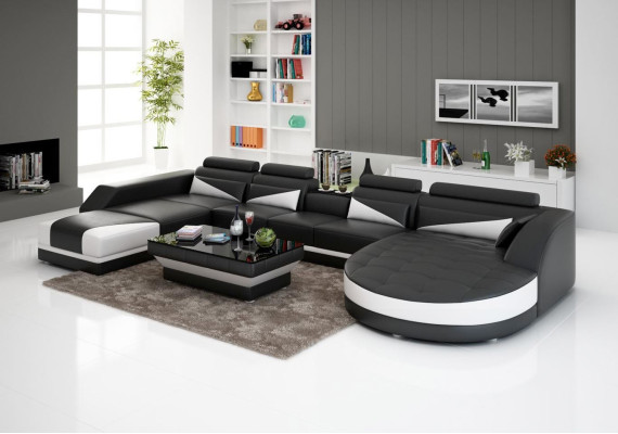 XXL living landscape U-shape corner sofa sofa couch upholstery set leather new