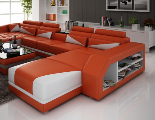 XXL living landscape U-shape corner sofa sofa couch upholstery set leather new