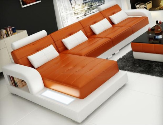Leather sectional sofa + coffee table corner sofa couch upholstery suite living area corner