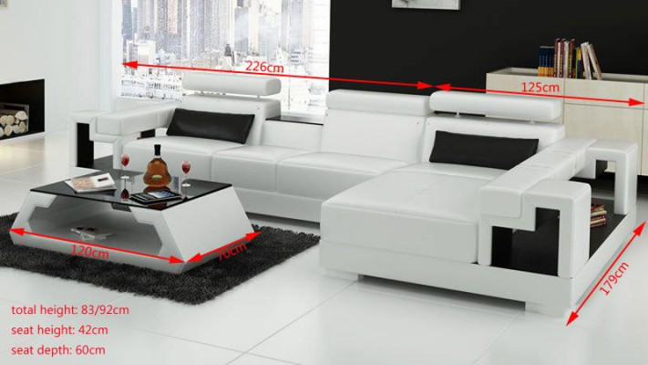 Luxurious leather sofa corner couch upholstery corner set + coffee table 2-piece set couch