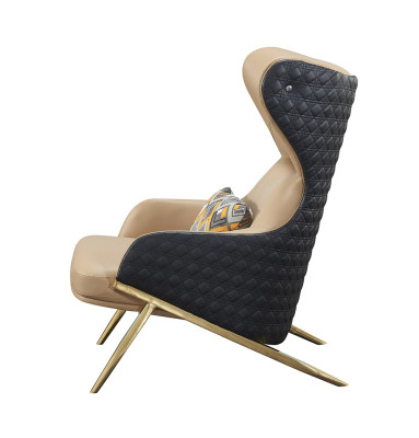 Chair Relax Leather Lounge Club Upholstery Design Couch Sofa Seat Luxury Beige New
