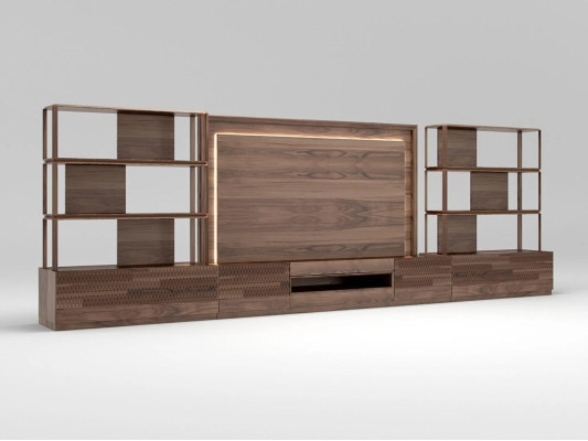 Living room furniture set 4-piece TV stand 2x bookshelves wood furniture TV frame complete