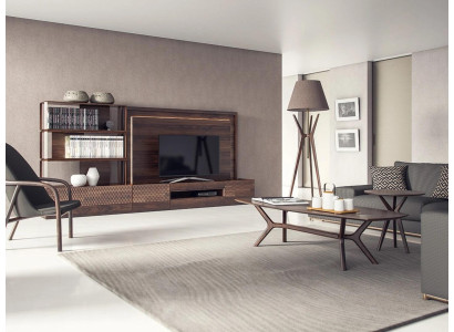 Luxury living room wall unit TV stand wood furniture bookshelves new TV frame
