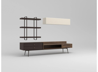 Brown complete living room furniture wall cabinet living wall TV stand wall shelves