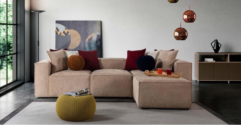 Beige living room luxury corner sofa L-shaped sofa upholstery modern couches new