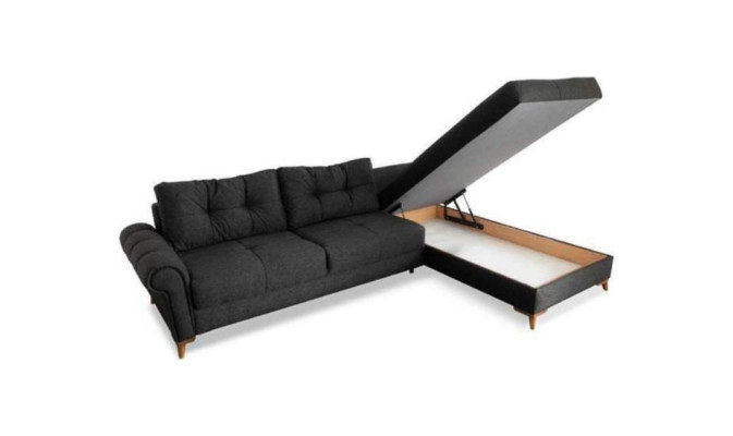 Black corner sofa modern L-shape couch living room upholstered corner couch new