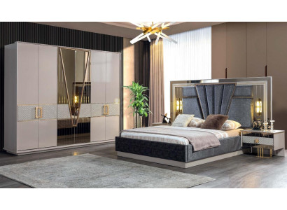 Modern bedroom set design furnishings new furniture bed with 2x nightstands