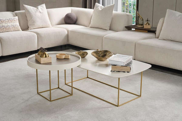 Living room coffee table set designer round table semi-circular stainless steel table