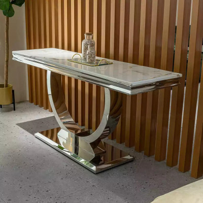 Silver sideboard console table luxury table silver chrome 120x40cm