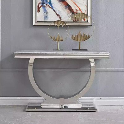 Silver sideboard console table luxury table silver chrome 120x40cm