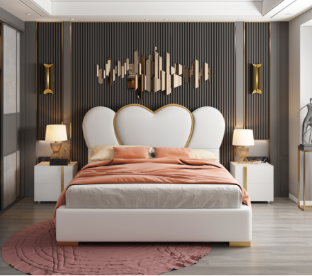 Design bed bedroom double bed hotel luxury upholstery furnishing