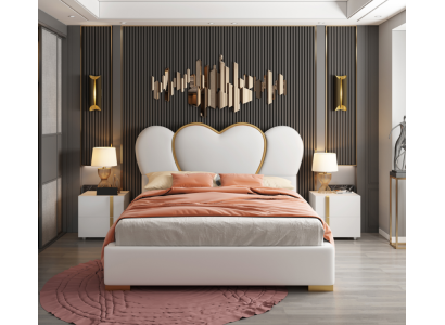 Design bed bedroom double bed hotel luxury upholstery furnishing