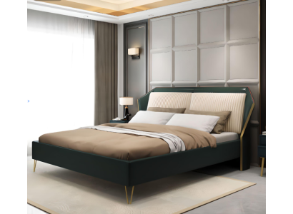 Luxury Textile Bed Double Design Bedroom Beds Metal Green New