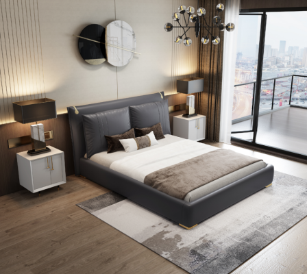 Luxurious bed beds modern double bed gray bed frame bedroom new
