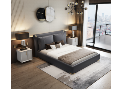 Luxurious bed beds modern double bed gray bed frame bedroom new