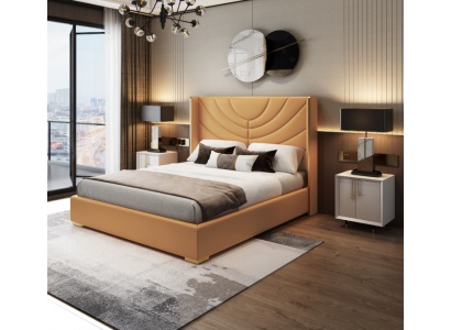 Design double bed 180x200cm hotel furniture luxury upholstery bedroom