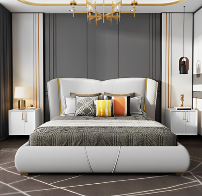 Bed Cushion Design Luxury Double Hotel Beds Sleep Room Wood Furniture