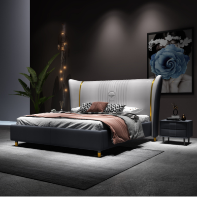 Luxury Bed Wood Upholstered Bed Bedroom 180x200cm Double Bed Hotel New