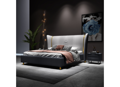 Luxury Bed Wood Upholstered Bed Bedroom 180x200cm Double Bed Hotel New