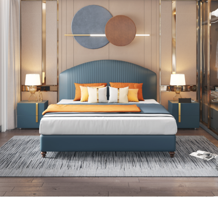 Bed, Bedroom, Luxury, Double Bed, Blue, Modern Design, Beds, Hotel