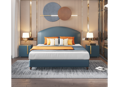 Bed, Bedroom, Luxury, Double Bed, Blue, Modern Design, Beds, Hotel