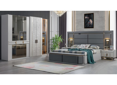 Complete bedroom furniture set bed 2x bedside table wardrobe new