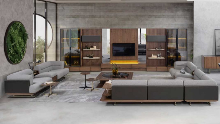 Living room TV wall unit sideboard wood brown furniture television new XXL 530 cm