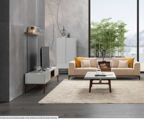 Luxury living room sofa modern design wood with textiles loveseat